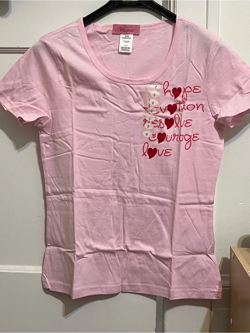 Whispers Pink Heart Pajama Set short and long pants with short sleeve top